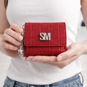 Steve Madden Red Hollywood Embossed Wallet Coin Purse Card Holder NWT Small